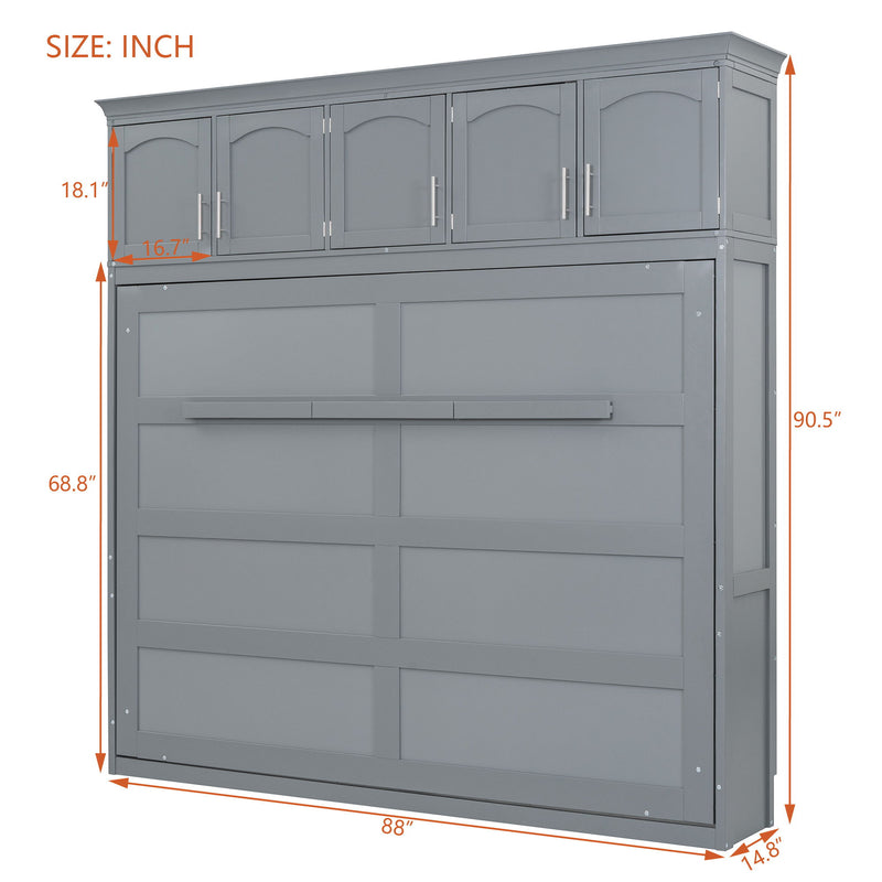 Murphy Modern Bed With Top Cabinets For Space Saving And Comfort