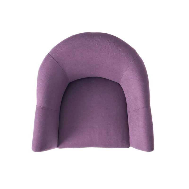 Fabric Arm Chair With Wooden Legs And Cushioned Seat - Plum