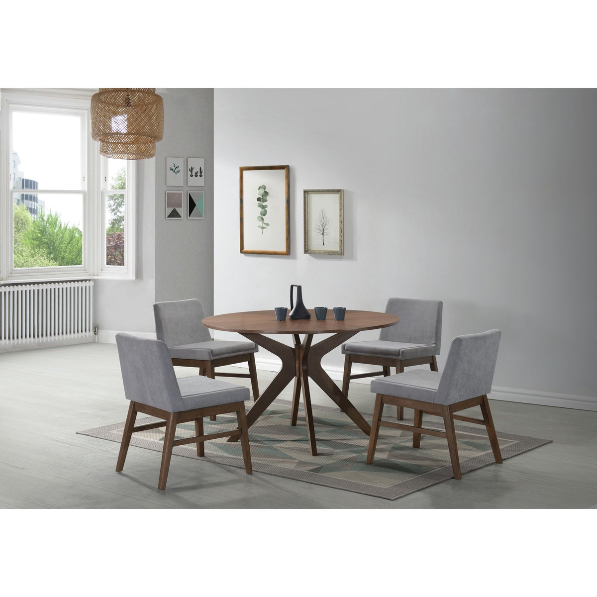 Weston Upholstery Side Chair (Set of 2) in Walnut With Smoke Fabric by Elements International, view 8