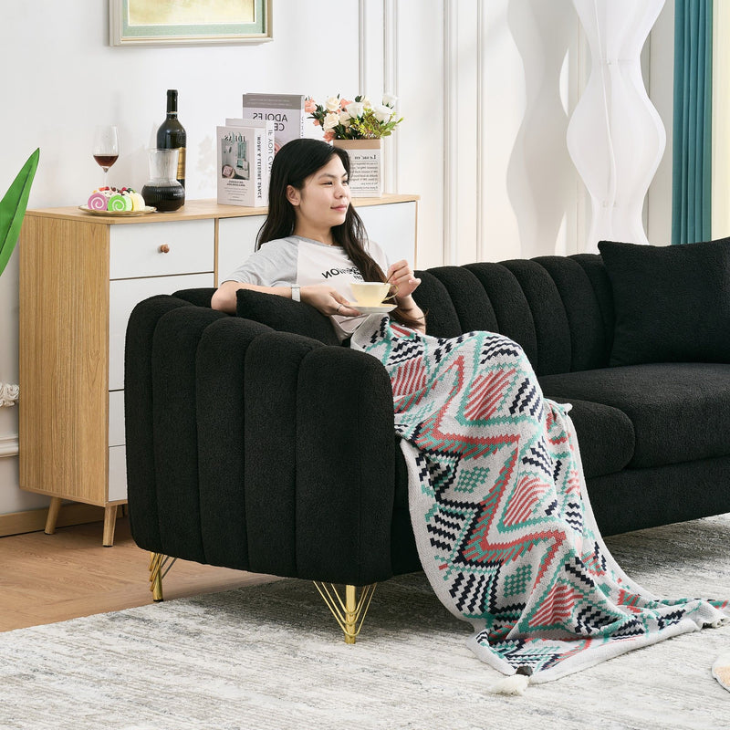 Tufted Oversized Sofa For Living Spaces - Black