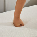 Elegant Upholstered Bench, Daybed, Ottoman With Wood Legs & Bolster Pillows - Ivory Boucle