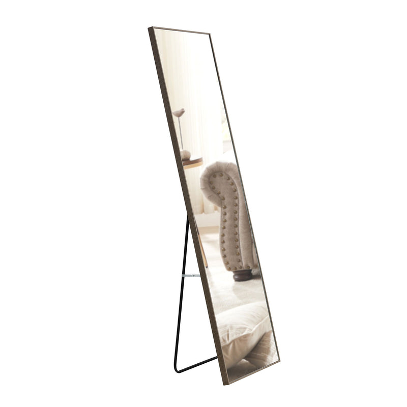 Solid Wood Frame Minimalist Mirror, Bathroom Bedroom Wall Mirror. Enhance Modern Interior Design - Gray / Transparent