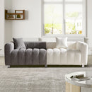 3 Seater Sofa With Metal Base Legs And 2 Pillows In +, 87.4" Premium Couch For Living Room - White / Gray