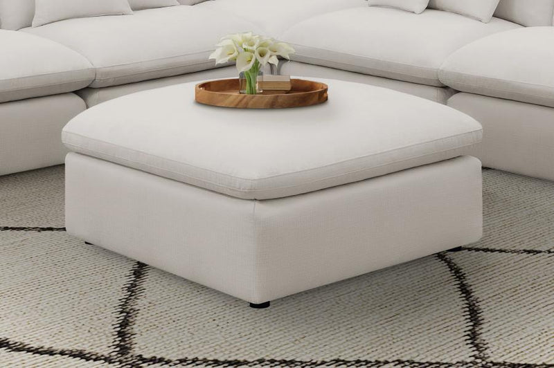Hobson - Square Upholstered Ottoman - Ivory