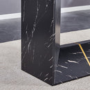 Modern Dining Table With Marbled Design For Luxurious Elegance - Black
