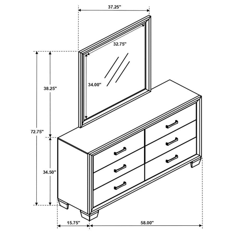 Brandon - 6-Drawer Dresser With Mirror - Warm Brown