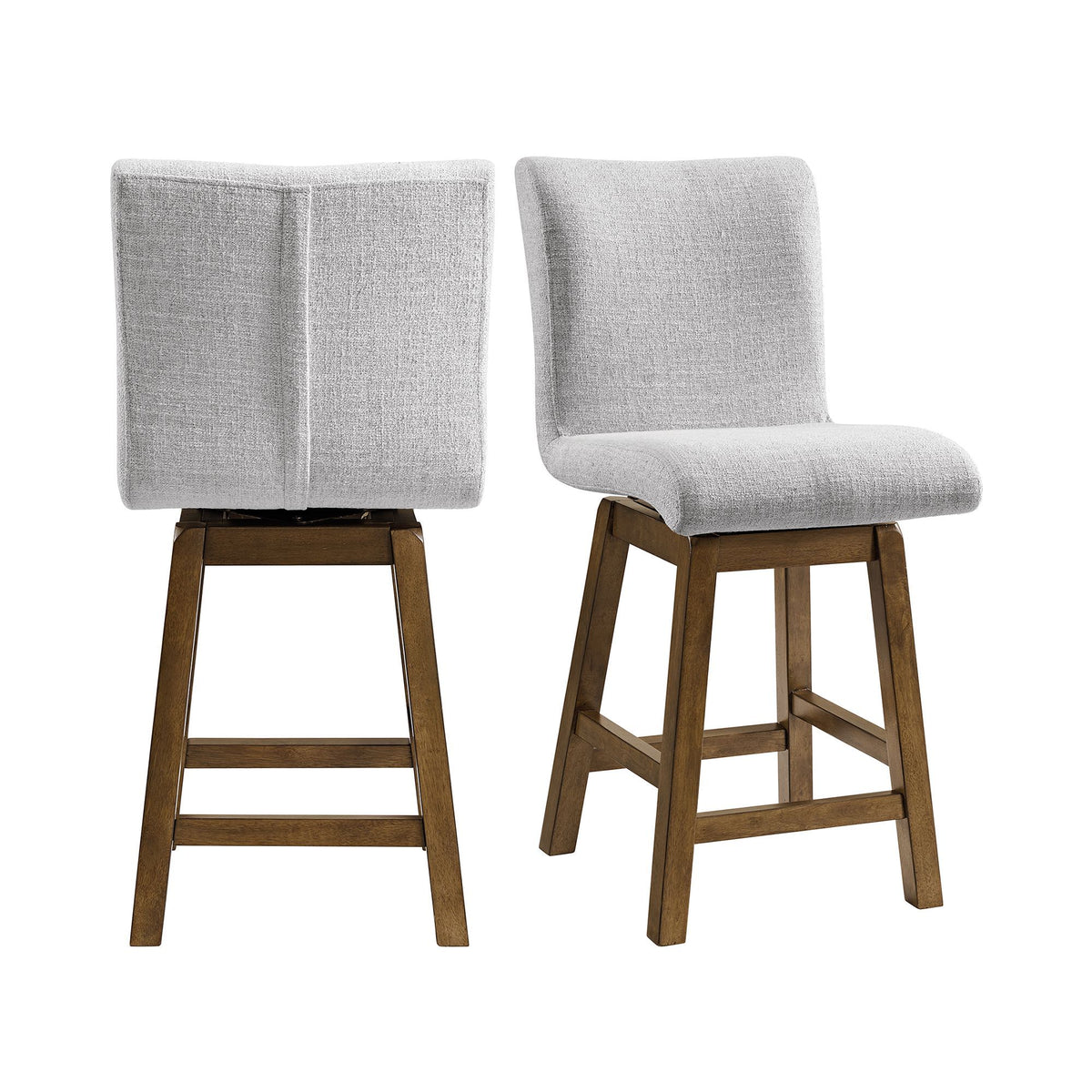 Carmela Swivel Counter Chair (Set of 2) in Brown / Light Gray Linen by Elements International