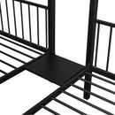 Full Over Twin & Twin Bunk Bed, Metal Triple Bunk Bed with Drawers and Guardrails, Black