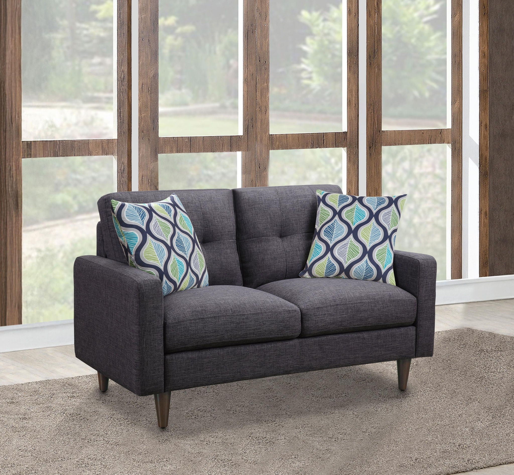 Watsonville Upholstered Track Arm Tufted Loveseat Grey