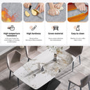 Modern Artificial Stone Pandora White Curved Metal Leg Dining Table, 6 People - Antique White