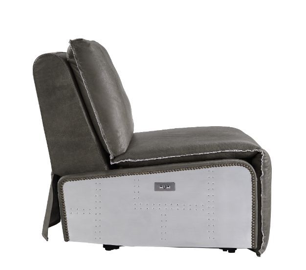 Metier - Recliner - Gray Top Grain Leather & Aluminum - Atlantic Fine Furniture Inc