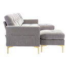 Modern L - Shape Convertible Sectional Sofa With Movable Ottoman