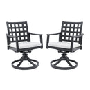 Modern Classic Outdoor Dining Swivel Rockers With Sunbrella Cushion, Lattice Design, Weather Resistant Frame (Set of 2) - Ember Black