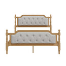 Traditional Style Solid Bed Frame With Upholstered Tufted Headboard, No Box Spring Needed