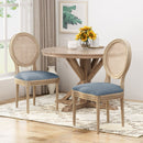 Elegant Dining Chair Set With Cane And Fabric Upholstery
