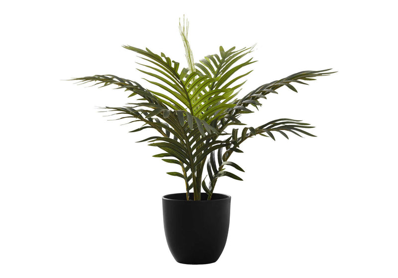 Artificial Plant, 20" Tall, Palm, Indoor, Faux, Fake, Table, Greenery, Potted, Real Touch, Decorative - Green / Black