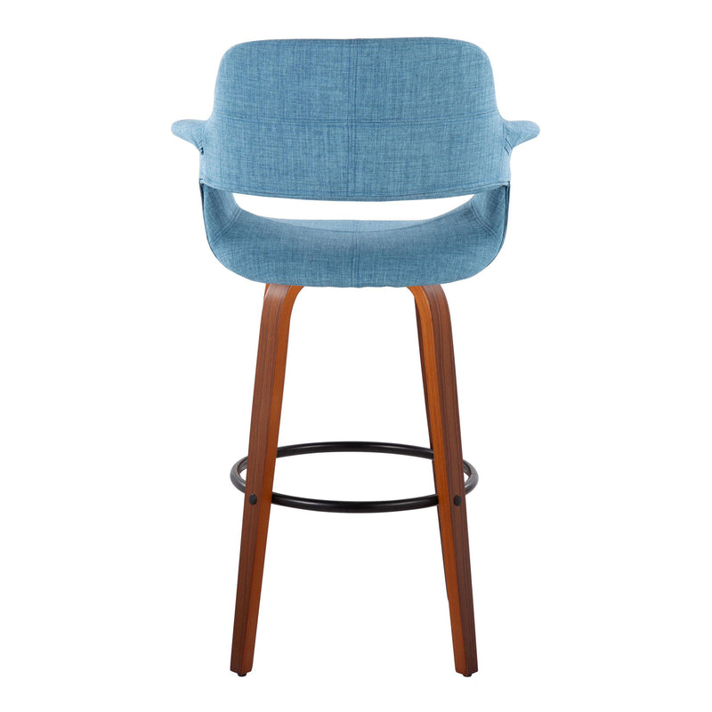 Vintage Flair - Mid Century Modern Fixed Height Barstool With Swivel With Round Footrest (Set of 2)