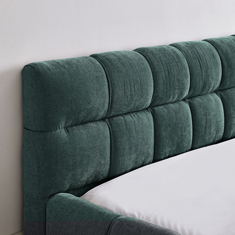 Modern Platform Bed Frame With Thick Chenille Fabric