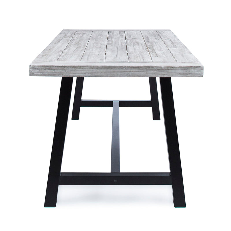 Rustic Outdoor Acacia Wood Dining Table - Black / Light Gray