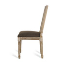 French Country Dining Chair With Rectangular Cane Backrest And Smooth Upholstered Seating