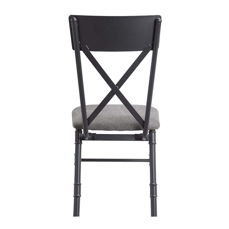 Edina - Side Chair (Set of 2) - Gray Fabric, Oak & Sandy Black Finish - Atlantic Fine Furniture Inc