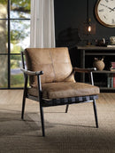 Anzan - Accent Chair - Berham Chestnut Top Grain Leather & Matt Iron Finish - Atlantic Fine Furniture Inc