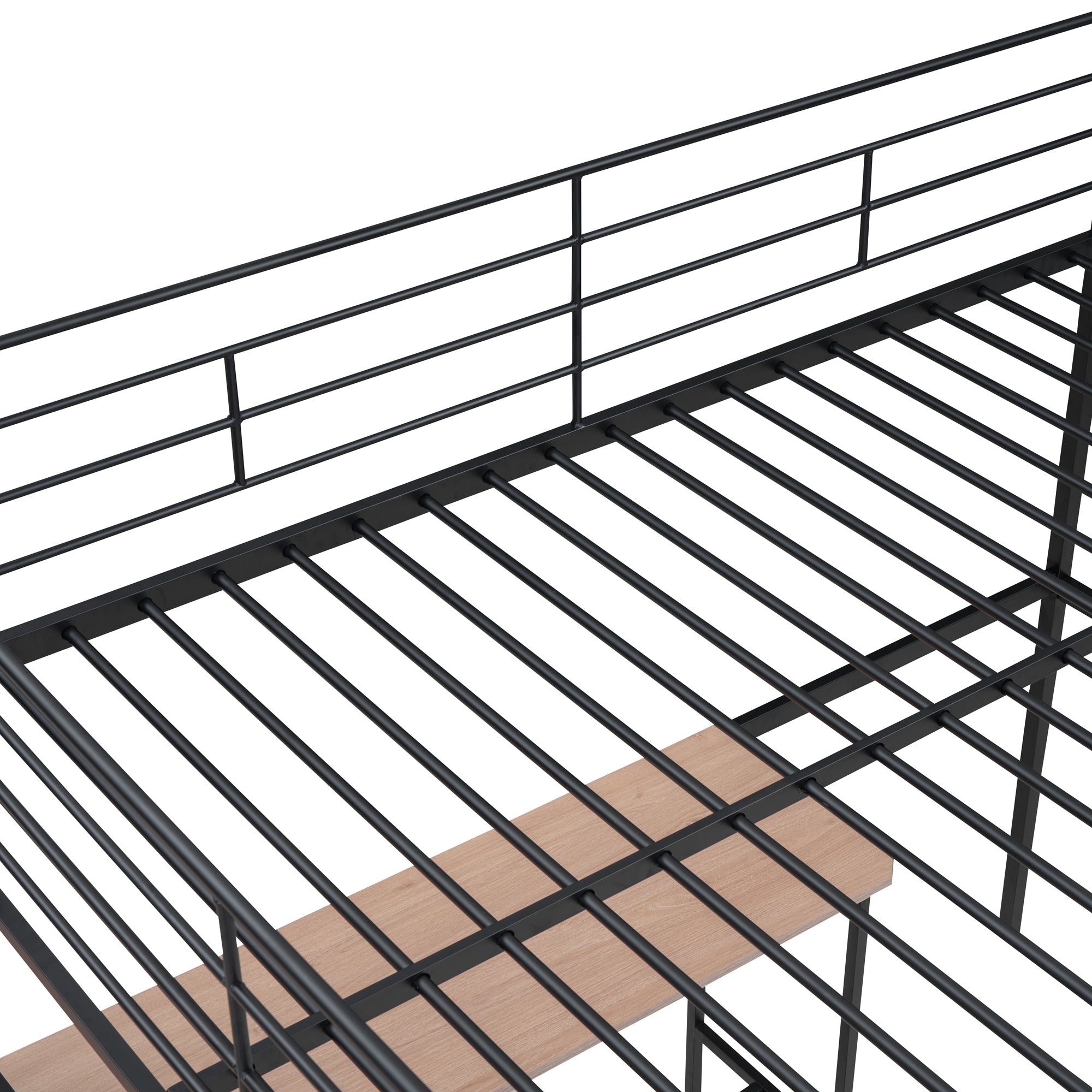 Full Size Metal Loft Bed with Desk and Lateral Storage Ladder, Black - Atlantic Fine Furniture Melbourne FL
