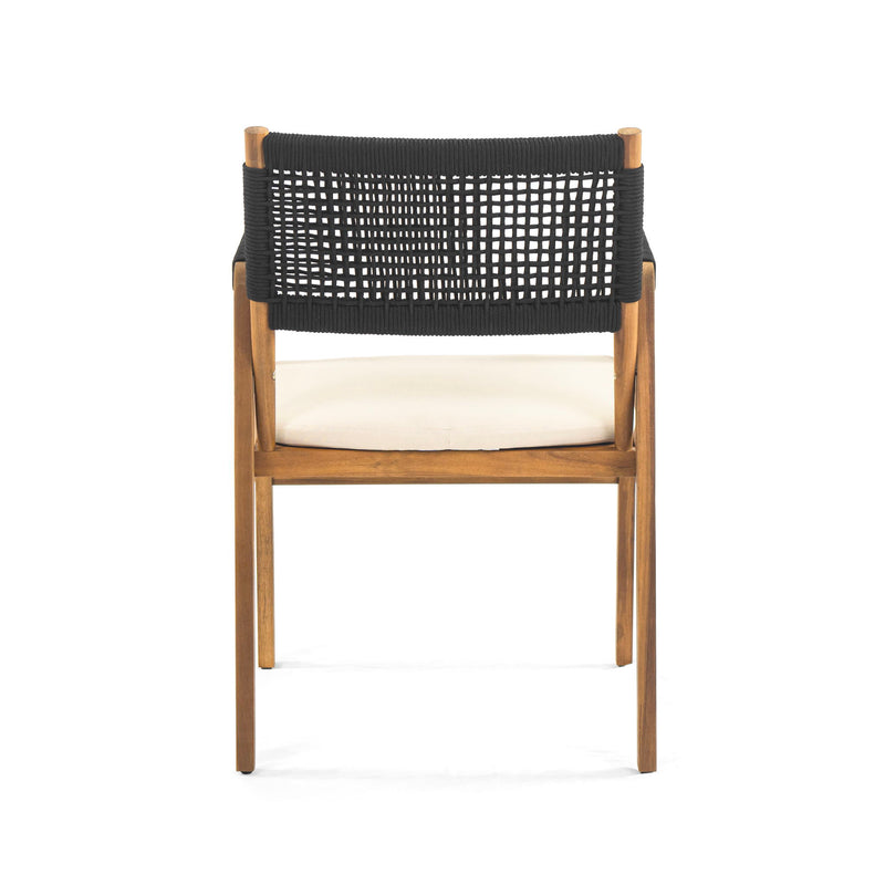 Outdoor Acacia Wood Dining Armchair With Cushion (Set of 2)