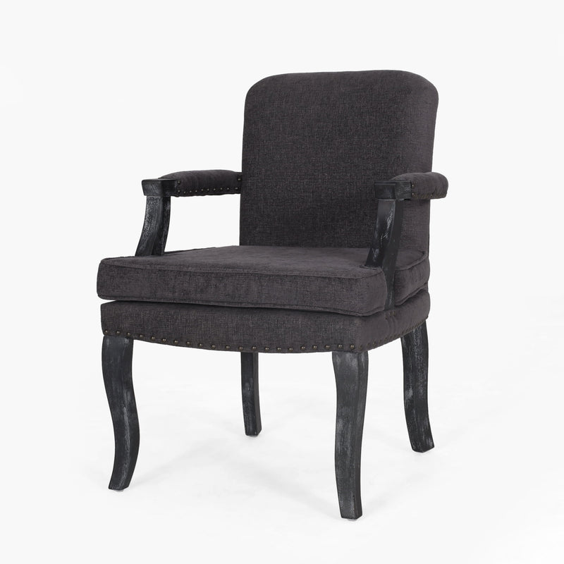 French Country Style Dining Chair With Nailhead Trim