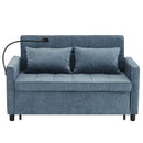 Pull-Out Sleeper Sofa With Reversible Backrest Cushion, Side Pockets, 2 USB Ports And A Phone Holder For Living Room