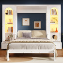 French Style Murphy Platform Bed With Shelf, Side Cabinets, Drawers And LED