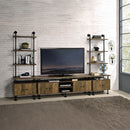 Ensata II - TV Stand - Rustic Oak & Black Finish - Atlantic Fine Furniture Inc