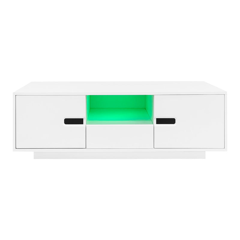 Modern High Glossy Rectangle Coffee Table With 16 Color LED Lights For Living Room
