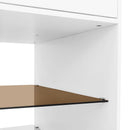 Multi-Functional Storage Island Movable Storage Cabinet Island Vanity Dresser With 3 Side Storage Drawer, A Reversible Top Storage Space And 2 Glass Display Shelves - White