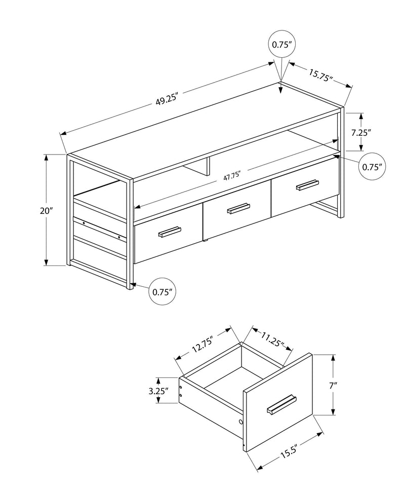 TV Stand, Console, Media Entertainment Center, Storage Drawers, Modern