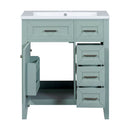30" Bathroom Vanity With Sink Combo, Bathroom Cabinet With Drawers - Green