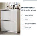 Fluted Bathroom Vanity With Ceramic Sink, Freestanding Cabinet