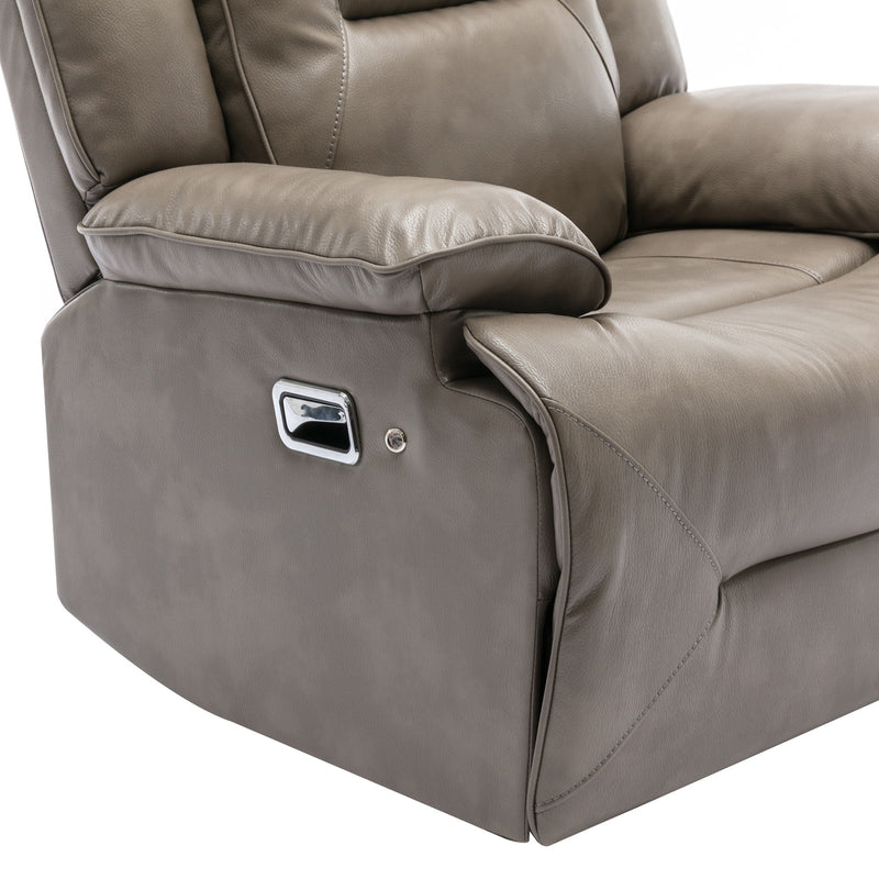 3 Seater Home Theater Recliner Manual Recliner Chair With A Led Light Strip Two Built-In Cup Holders For Living Room