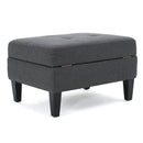 Ottoman With Birch Wood Legs And Cushioned Top For Comfort