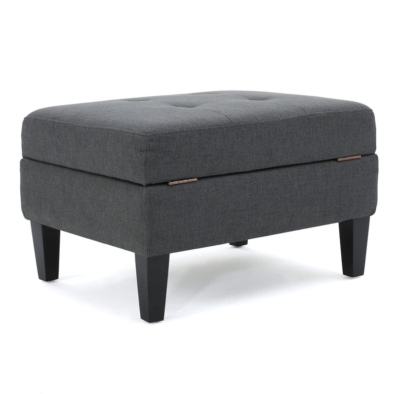 Ottoman With Birch Wood Legs And Cushioned Top For Comfort