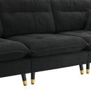L Shaped Convertible Sectional Sofa 4 Seat Tufted Couch Set With Two Tone Adjust Legs Cloud Movable Ottoman