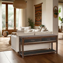 Branson - 2 Drawer Sofa Table, Two Tone - Brown