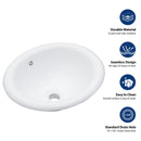 Semi Recessed Bathroom Sink With Countertop Vessel Design, 17" X 15.5" - White