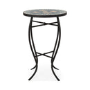 Outdoor Side Table With Tile Mosaic Table Top - Black