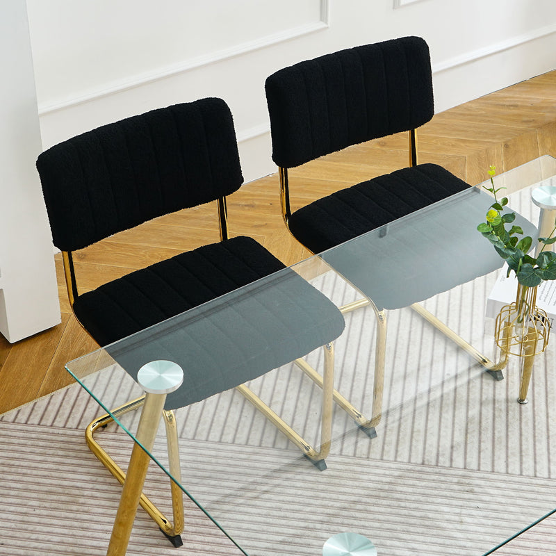 Modern Light Luxury Dining Chair With Metal Legs And Bow Design