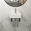 Rectangular Bathroom Sink With Towel Bar & Faucet Hole, Wall Mounted - White