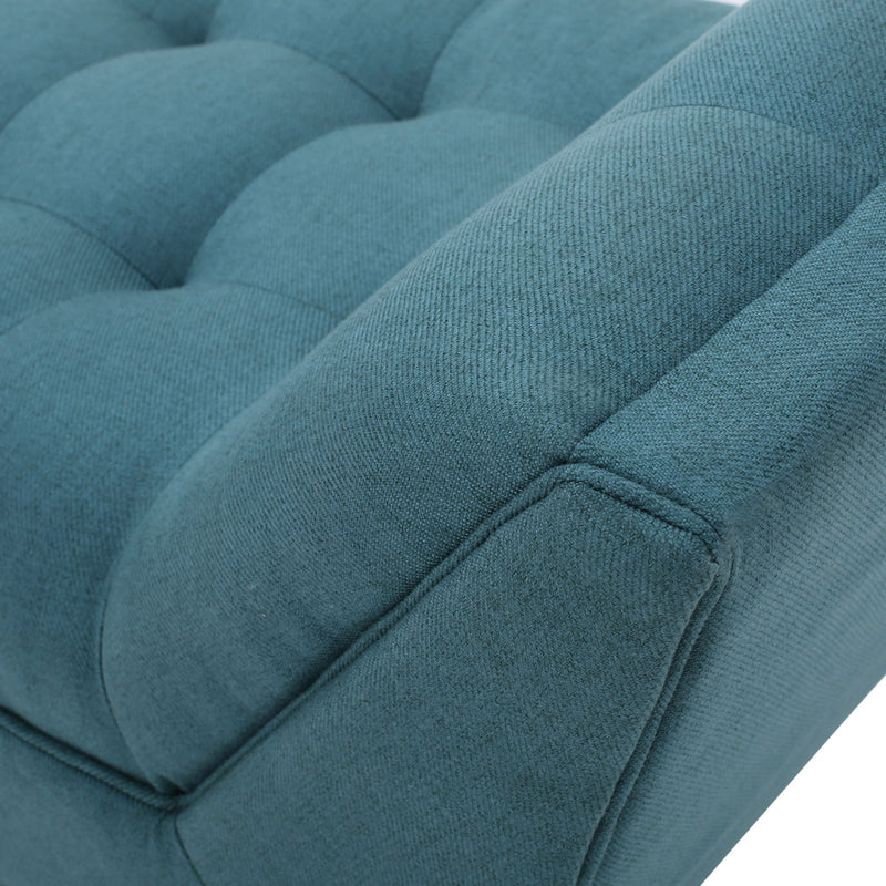 Modern Fabric Bench With Padded Seat And Wide U Shape Design - Teal
