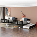 Full over Full Bunk Bed with Twin Size Trundle and Ladder-White(Old SKU: LP000204AAP)