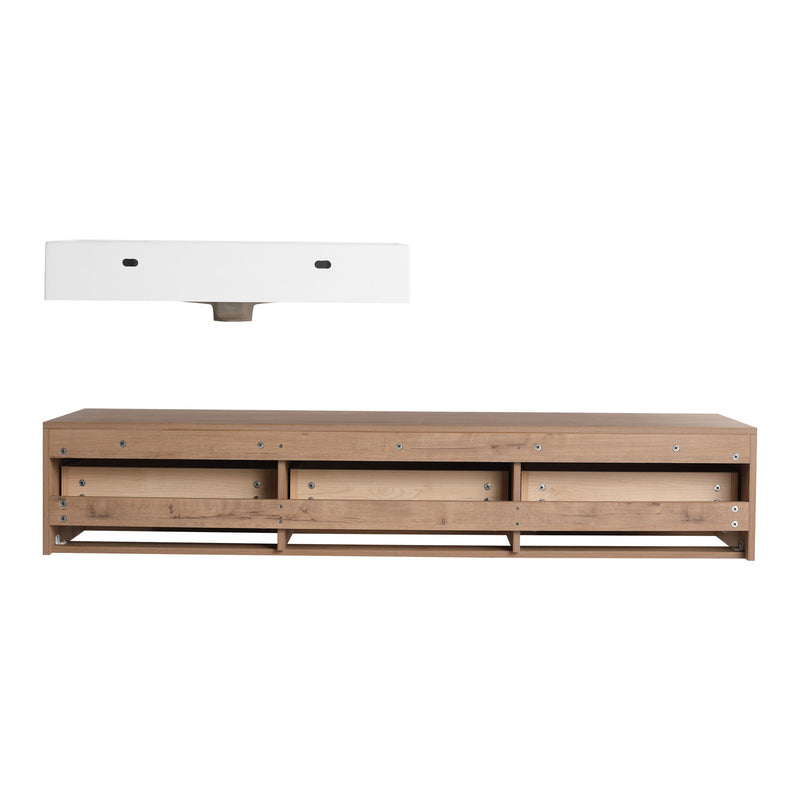 Modern Wall Mounted Bathroom Vanity With Resin Sink And Soft Close Drawer