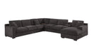 Celine - Chenille Fabric Corner Sectional Sofa With Right Facing Chaise, Cupholders, And Charging Ports - Gray